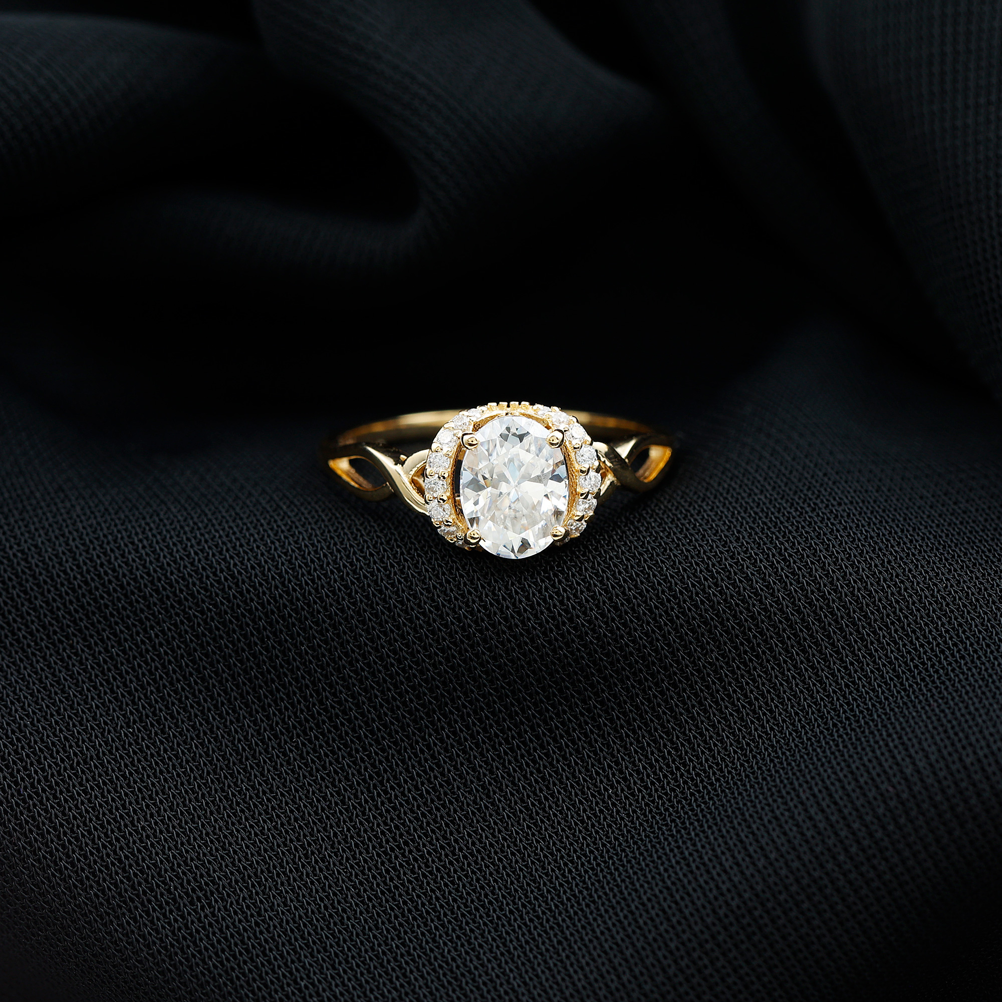 thumbnail video image 2 of Rosec Jewels Certified Moissanite Oval Engagement Ring 1 Carat - D-VS1 Quality - Crossover Ring for Women - with Jewelry Box, 18K Yellow Gold, US 8.00, 2 of 9