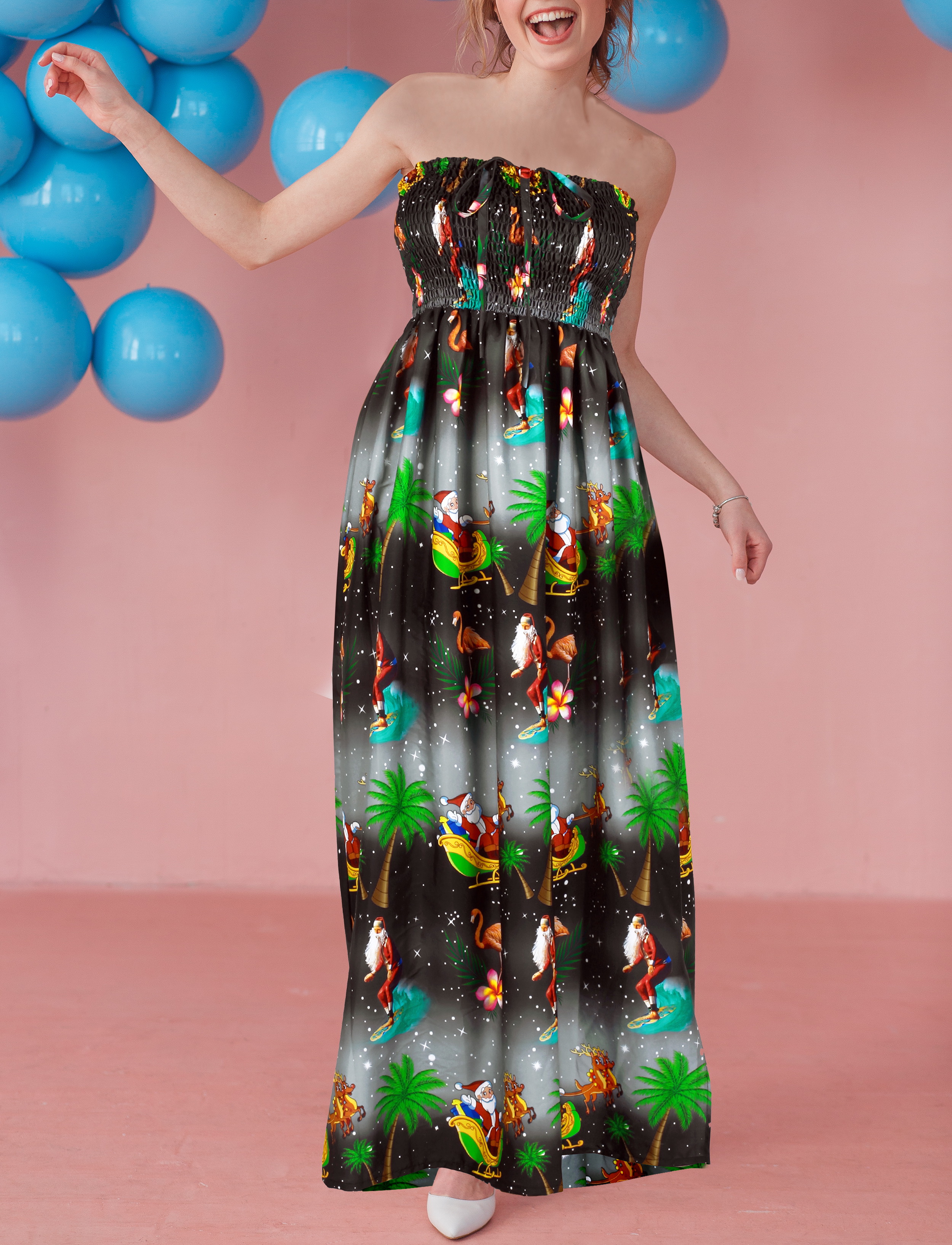 HAPPY BAY Women's A line Slit Smocked Maxi Casual Beach