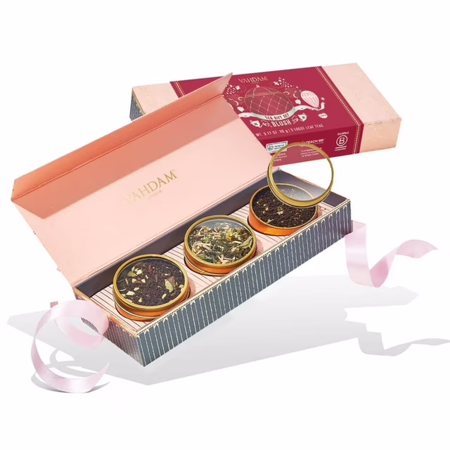 thumbnail video image 2 of VAHDAM, BLUSH - Assorted Tea Gift Set, 3 Premium Teas in Tin Caddy Presentation Box | Loose Leaf Teas | Gift for everyone, 2 of 11