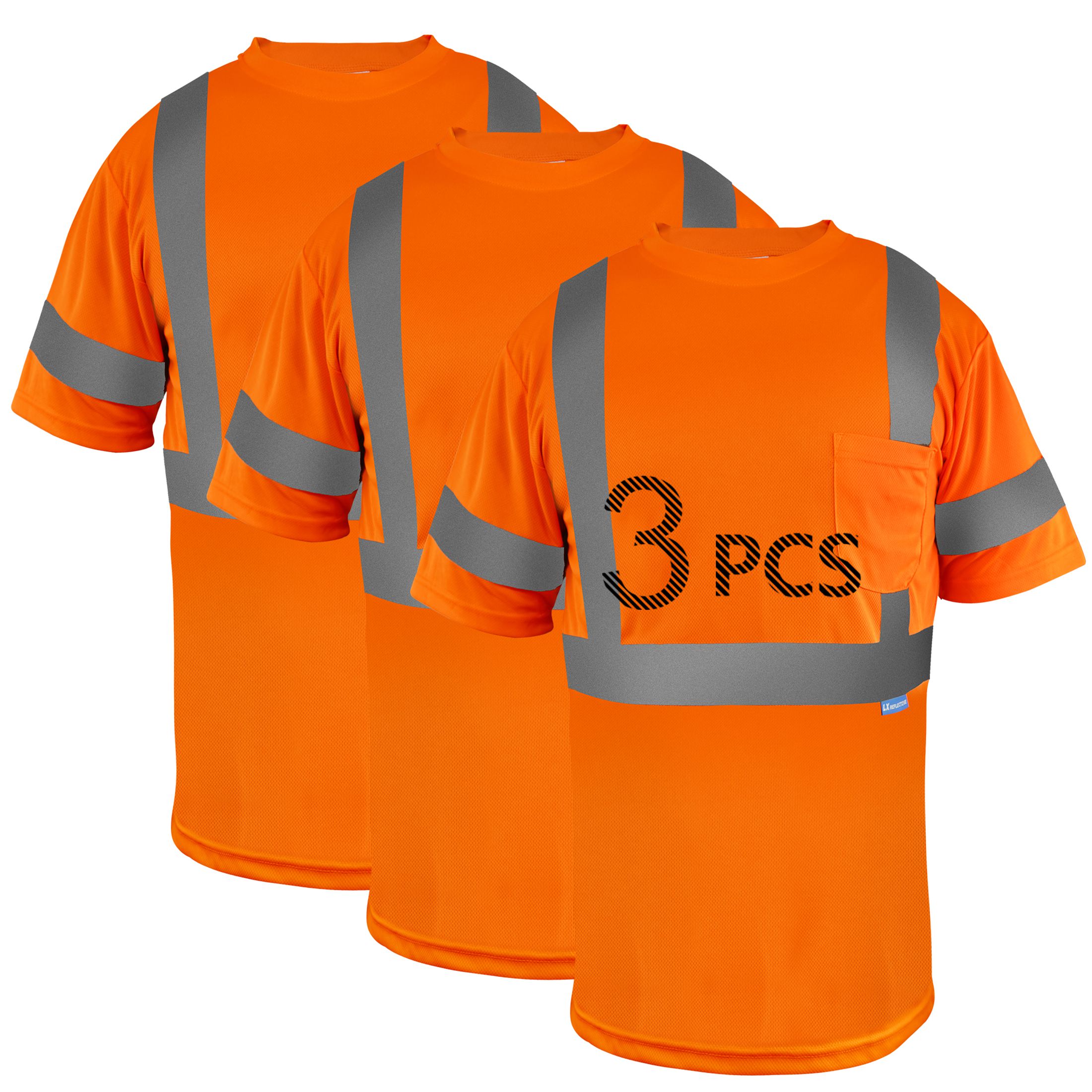 LX Reflective, Safety T-Shirt, 3-Pack, High Visibility Breathable ...
