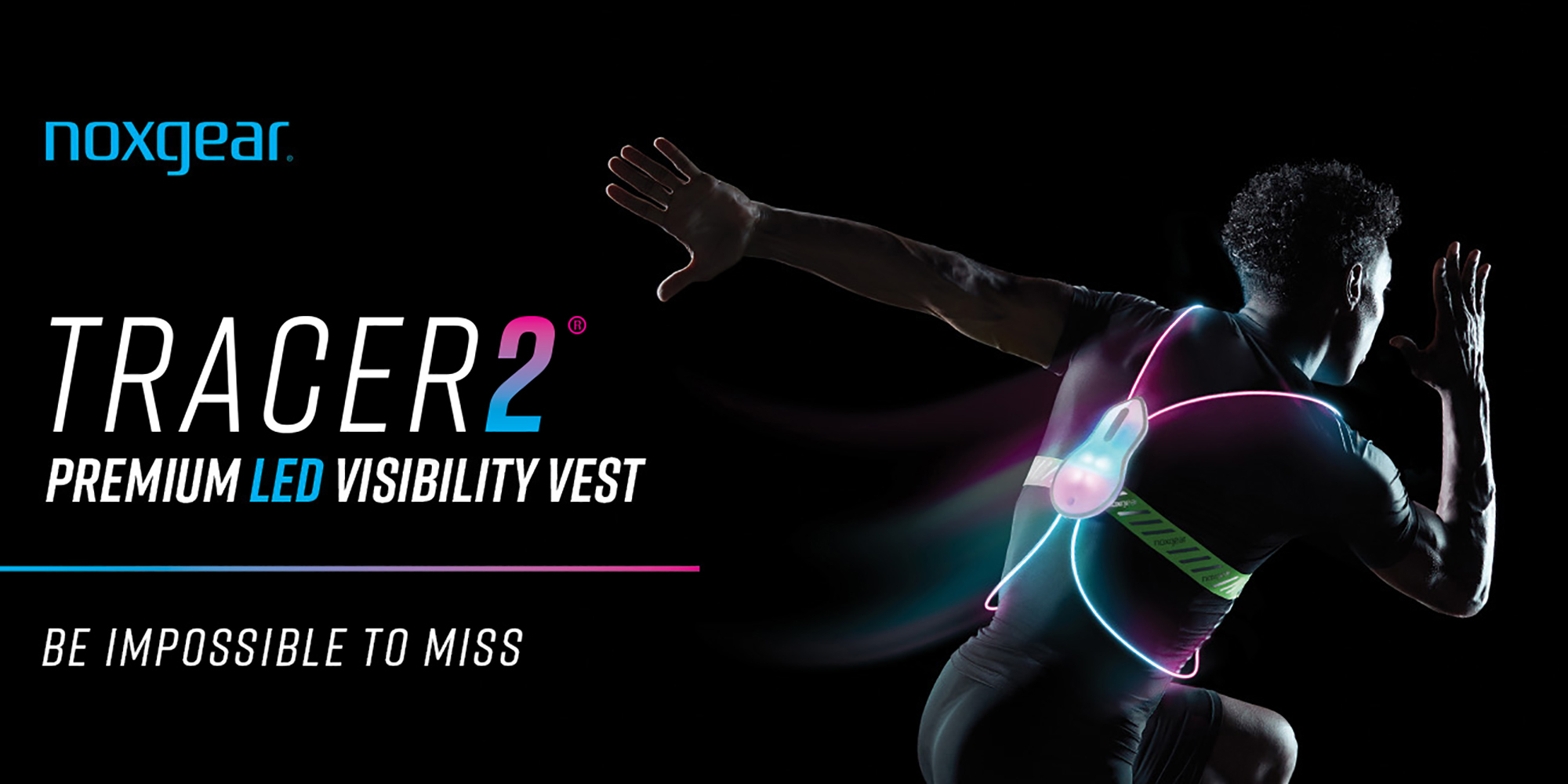 thumbnail video image 2 of noxgear Tracer2 - Multicolor Illuminated, Reflective Vest for Running or Cycling (Rechargeable, Waterproof), 2 of 9