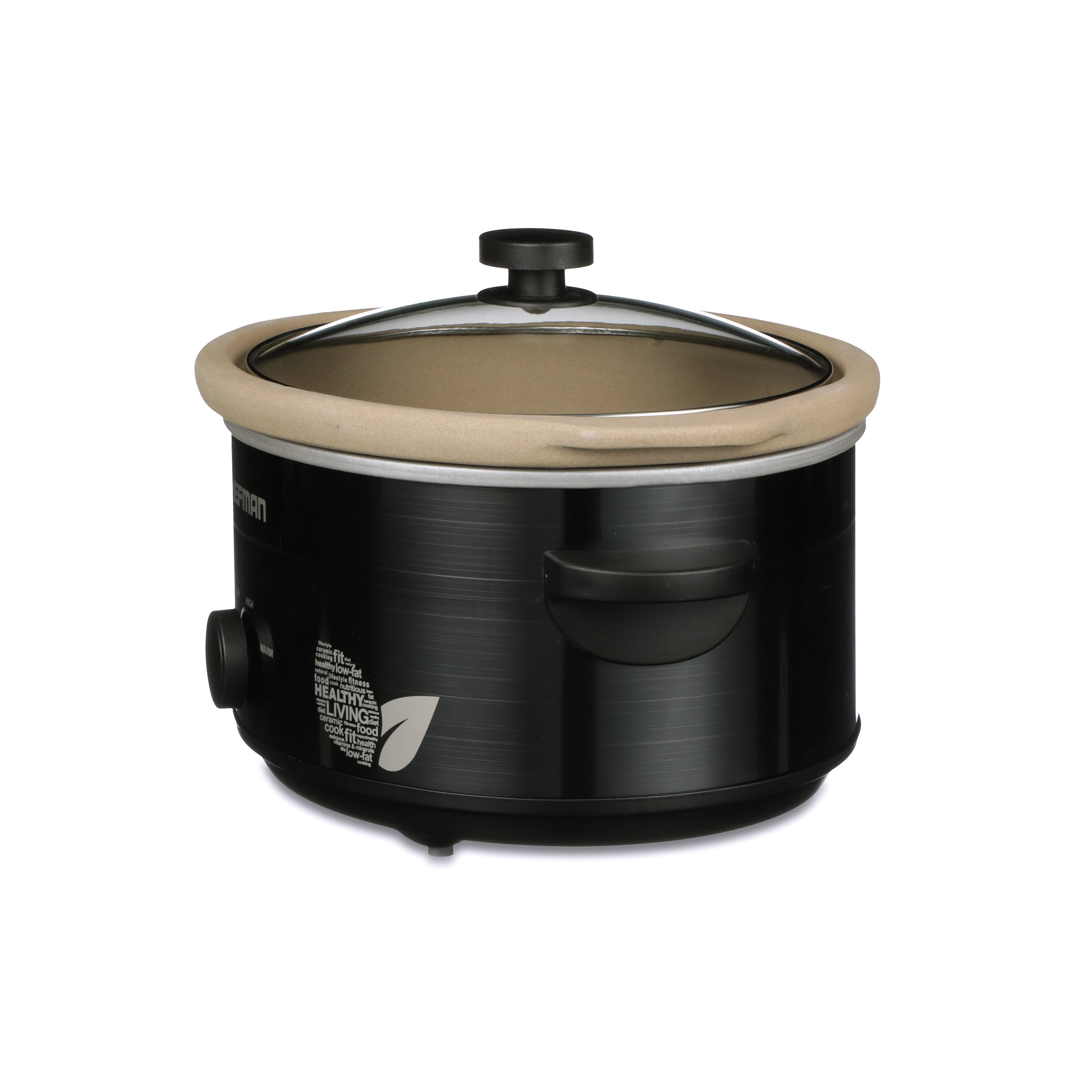 Chefman Slow Cooker, Compact Personal Size for 2+ People, Fits 2 lb Roast,  Removable Crock, Dishwasher Safe Stoneware & Lid, 1.5 Quart, Black & CUSTOM