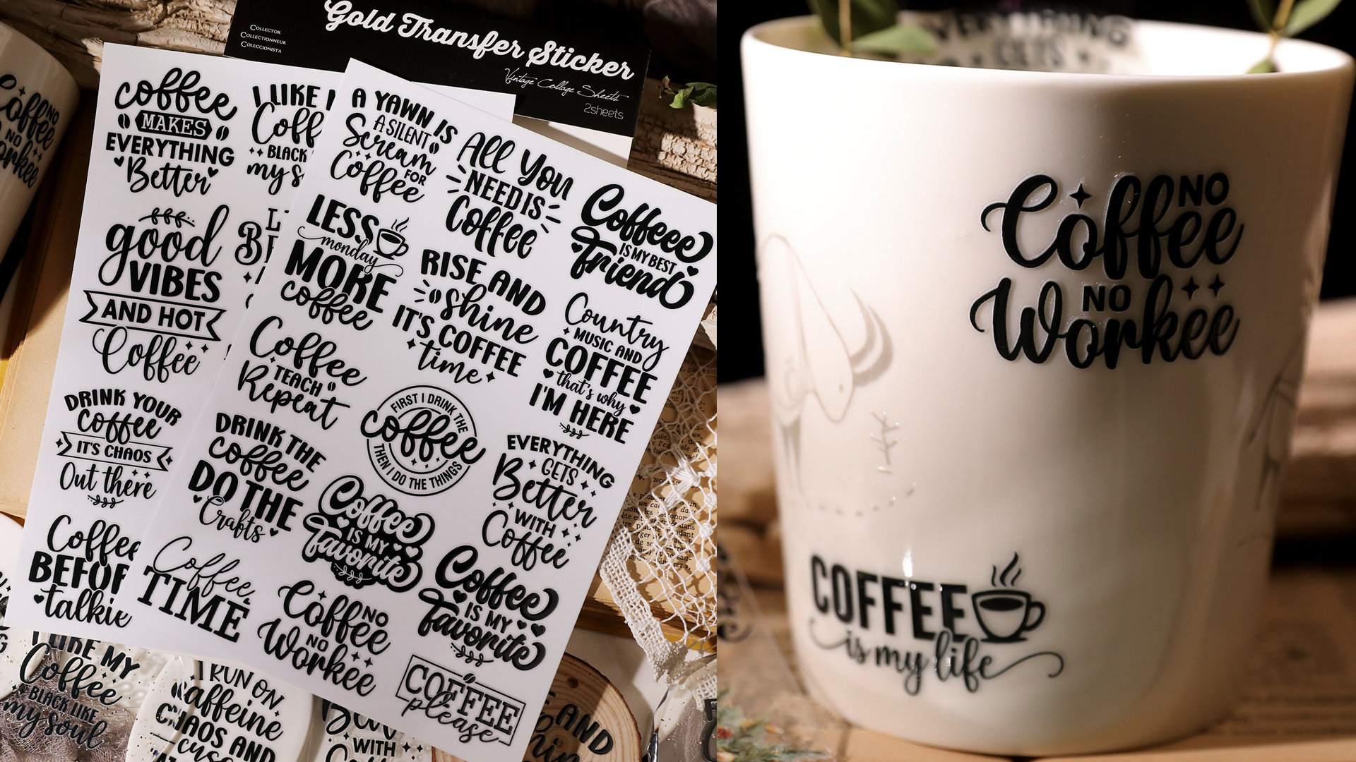thumbnail video image 2 of CATaireen UV DTF Cup Wrap Rub-On Transfer Stickers Waterproof Cold Rub On Decals for Glass Water Bottle Mug Wood Chip Stone Acrylic, 2 of 9