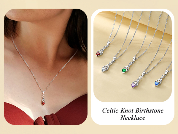 thumbnail video image 2 of FaithHeart Birthstone Heart Jewelry Set for Women 925 Sterling Silver January Garnet Gemstone Celtic Knot Necklace Drop Earrings Jewelry Gift for Daughter Mom Birthday Mothers Day Thanksgiving, 2 of 10