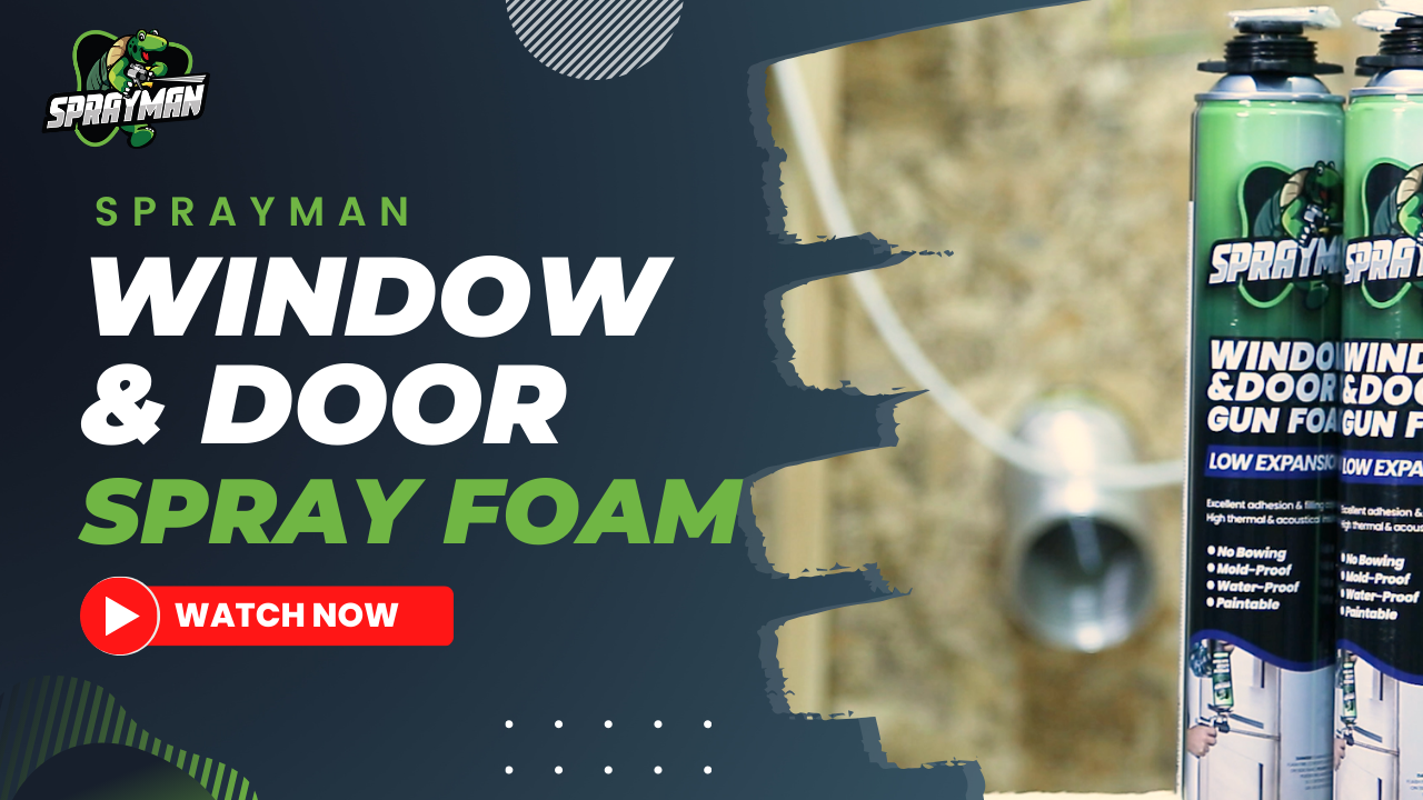 thumbnail video image 2 of Sprayman Window & Door Low Expansion Spray Foam, Gun Use & Reusable, 24oz - 1 Pack Set (Gun & Cleaner Included), 2 of 7