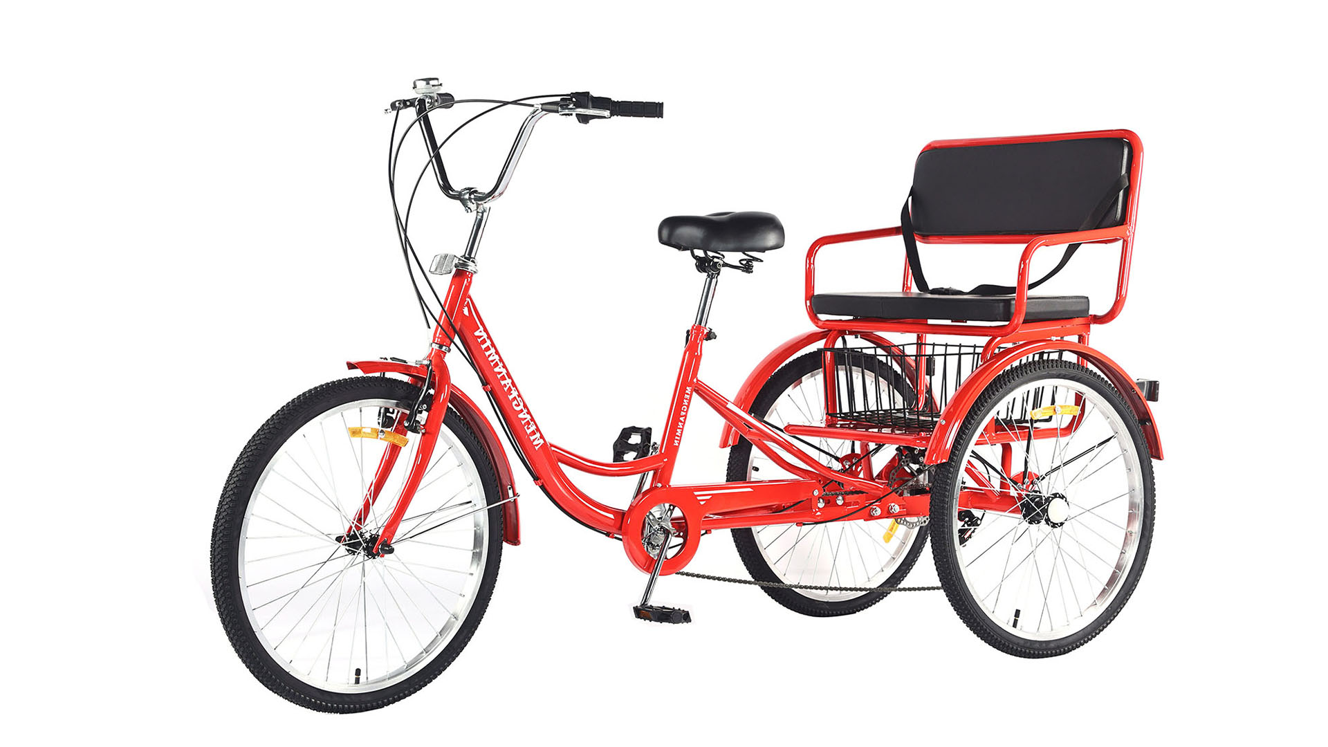 thumbnail video image 2 of Adult Tricycle 7 Speed, 24 Inch 3 Wheel Bikes Extended Rear wheelbase Tricycle Wheel Bike w/Rear Basket for Women/Children Seniors Maximum Load 550lbs, 2 of 7