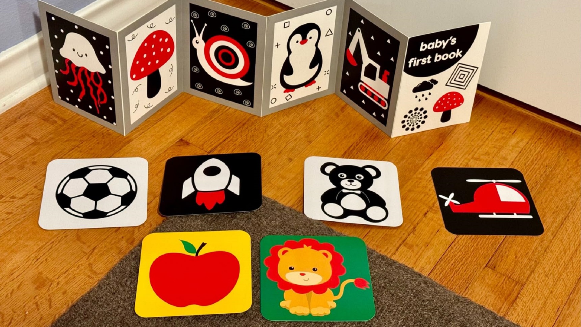 thumbnail video image 2 of High Contrast Baby Toys Black and White Book Infants Toy Tummy Time Mirror for Babies 0-6 6-12 Months, 2 of 10