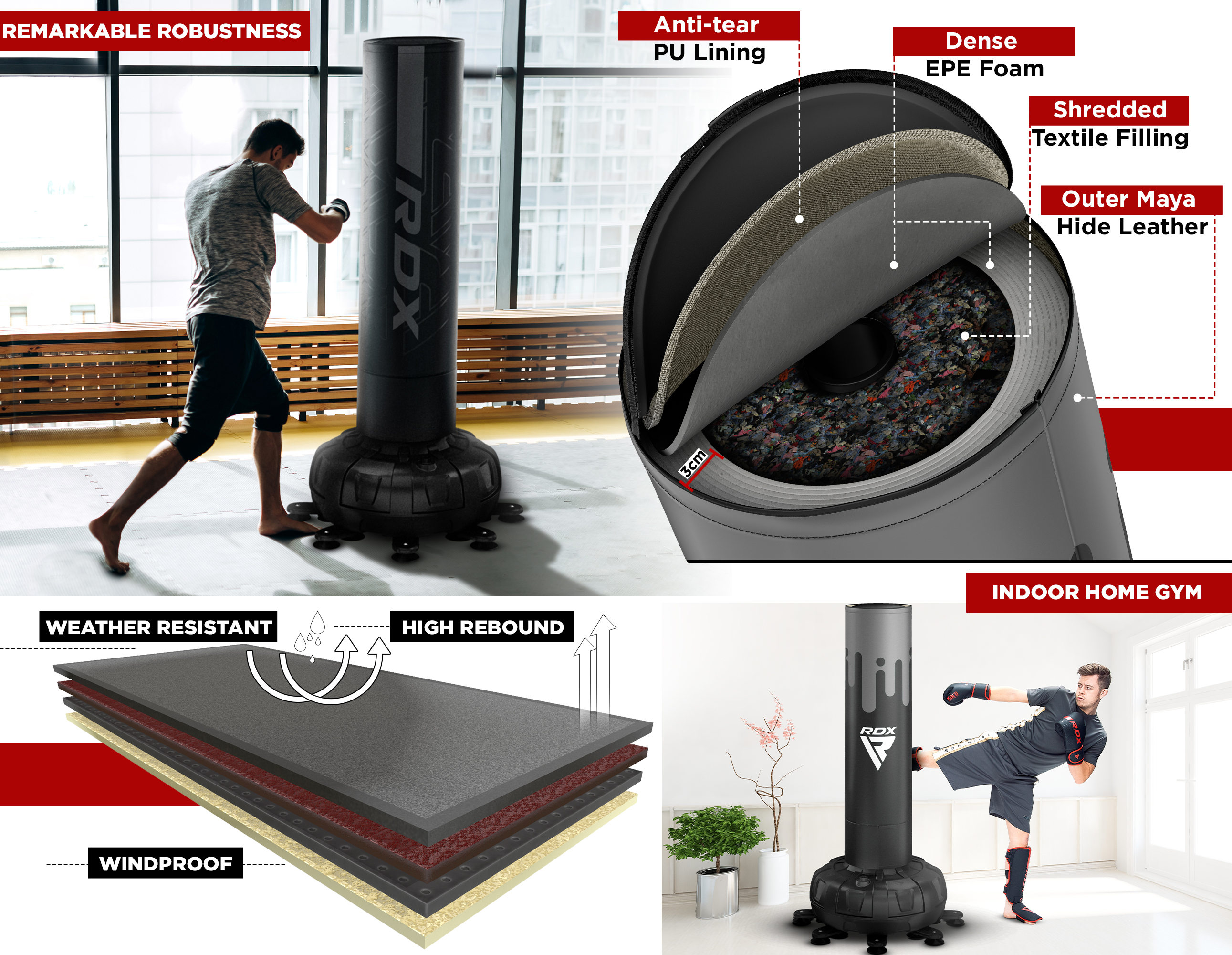thumbnail video image 2 of RDX FreeStanding Punching Bag with Gloves, 6ft XXL Heavy Duty Adult Pedestal Bag, 17 Suction Cup Stand Base, Freestanding for Kickboxing, Boxing, MMA, 2 of 10