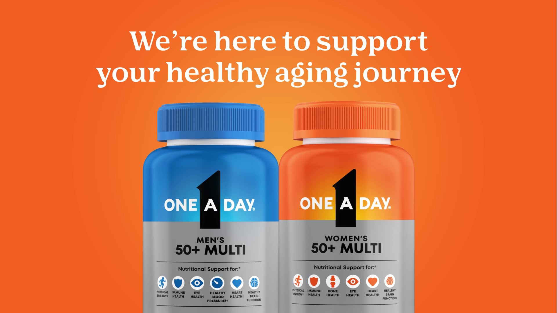 thumbnail video image 2 of One A Day Men's 50+ Multivitamin Tablets, Multivitamins for Men, 200 Ct, 2 of 11