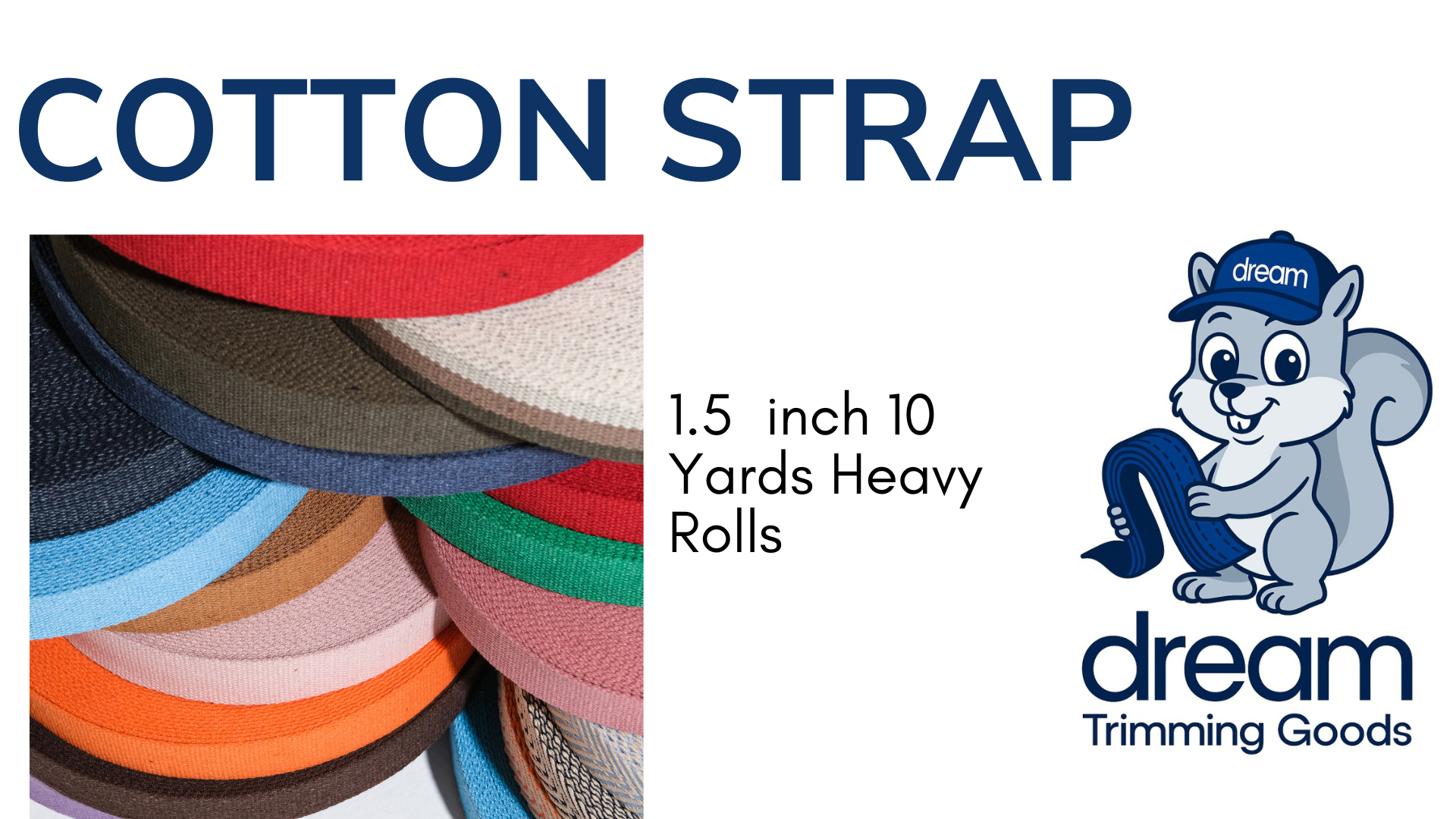 thumbnail video image 2 of Dream Trimming Goods -Soft Gray- 1.5 Inch 10 Yards Heavy Cotton Webbing Strap –Continuous Roll for Bag, Belts, Sewing & Craft Projects, 2 of 4