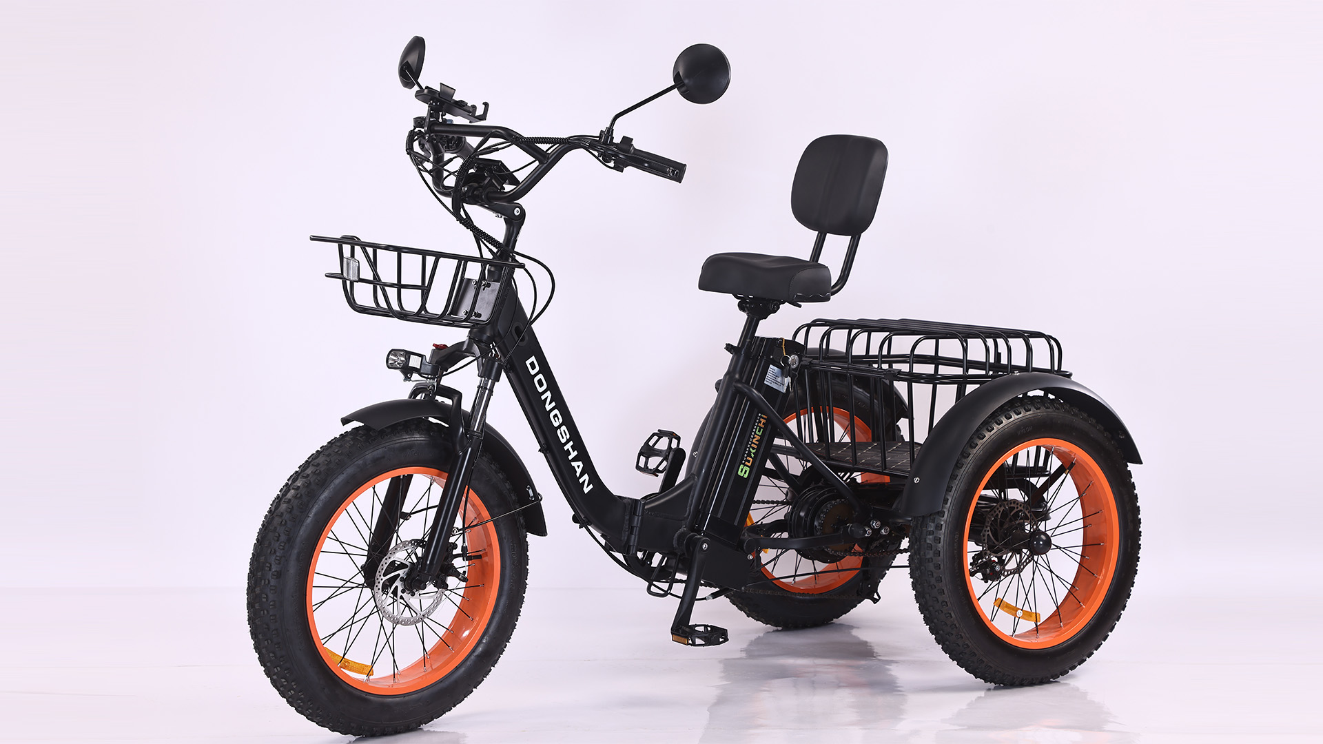 thumbnail video image 2 of MENGFANMIN Electric Tricycle for Adults,Folding 20”x4.0”Fat Tire Electric Trike,Peak 1350W 3 Wheel Ebike with Rear Seat and Basket,48V15Ah Battery, 2 of 9