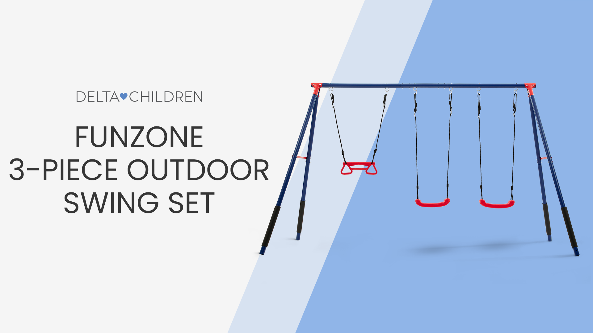 Delta Children FunZone Outdoor Metal 3-Piece Swing Set - Includes