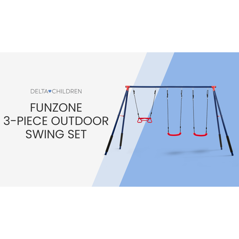 Delta Children FunZone Outdoor Metal 3-Piece Swing Set - Includes