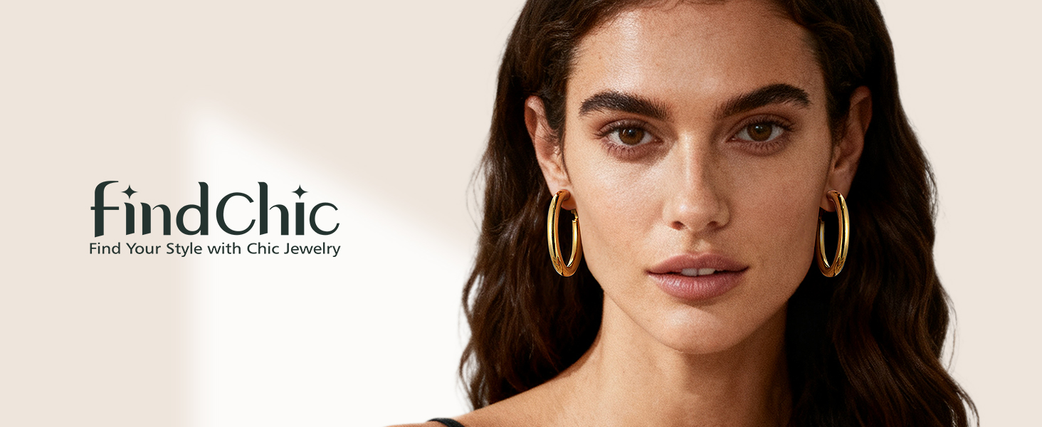 thumbnail video image 2 of FindChic 40mm Hoop Earrings for Women Black Hoops Stainless Steel Loop Earrings, Birthday Valentines Day Gifts for Girlfriend with Box, 2 of 8