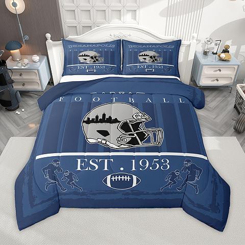 thumbnail video image 2 of Homewish Indalanapoils City Bedding Comforter Set,American Ball Game Sport Twin Comforter Sets,Gray Rugby Helmet Bedding Set For Boys,Super Cozy Room Decor Reversible,2-Piece, 2 of 9