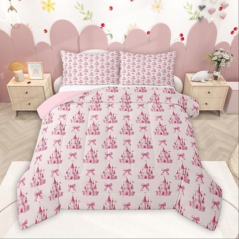 thumbnail video image 2 of Homewish Dreamy Princess Castle Bedding Comforter Set,Eainbow Pattern Twin Comforter Sets,Fairy Tale Theme Bedding Set For Girls Kids,Breathable Home Decor Reversible,2pcs, 2 of 9
