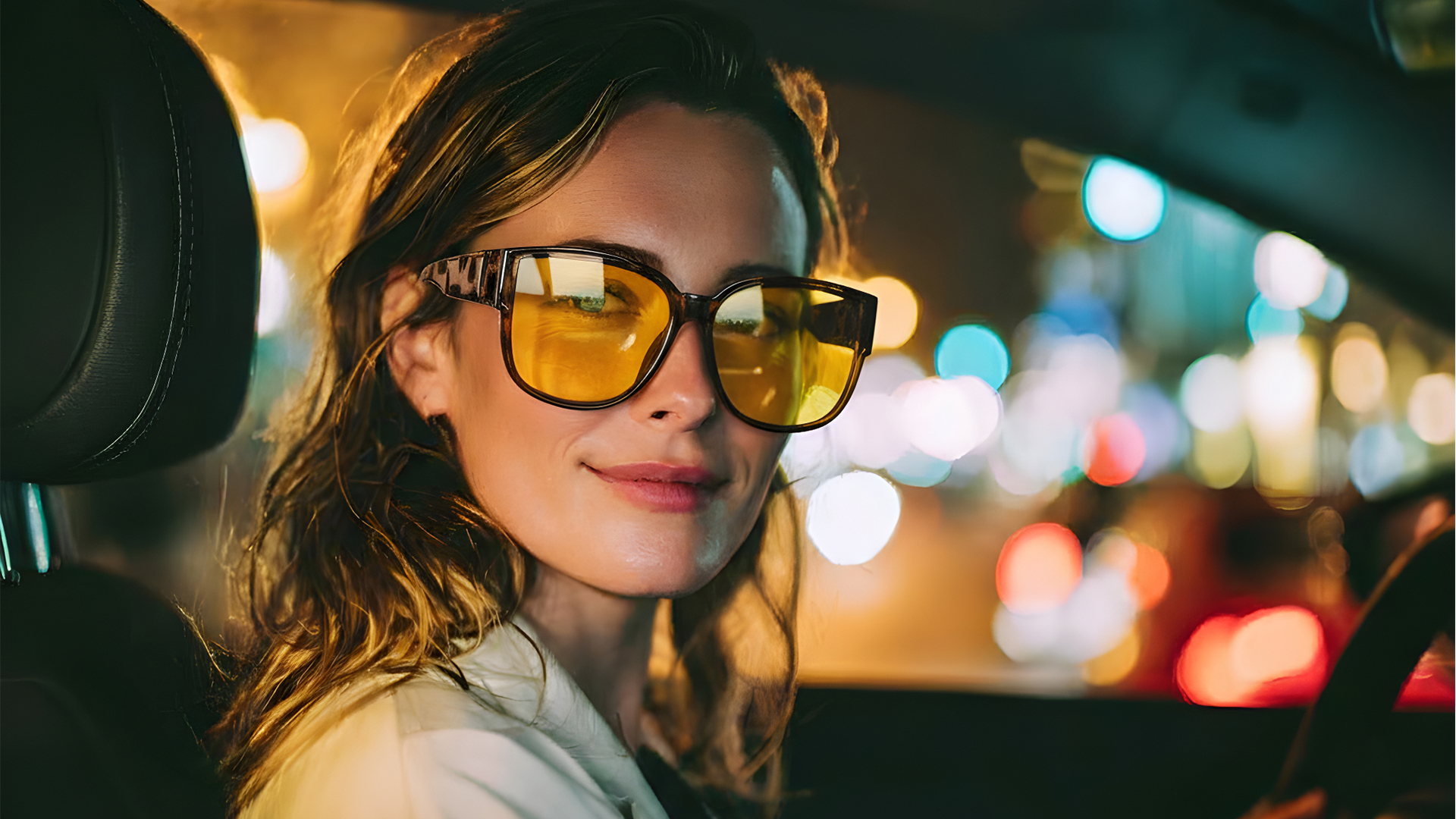 thumbnail video image 2 of TINHAO Night Vision Driving Glasses Fit Over Eyeglasses for Men Women, Square Polarized Nighttime Glasses Yellow Lens, 2 of 8