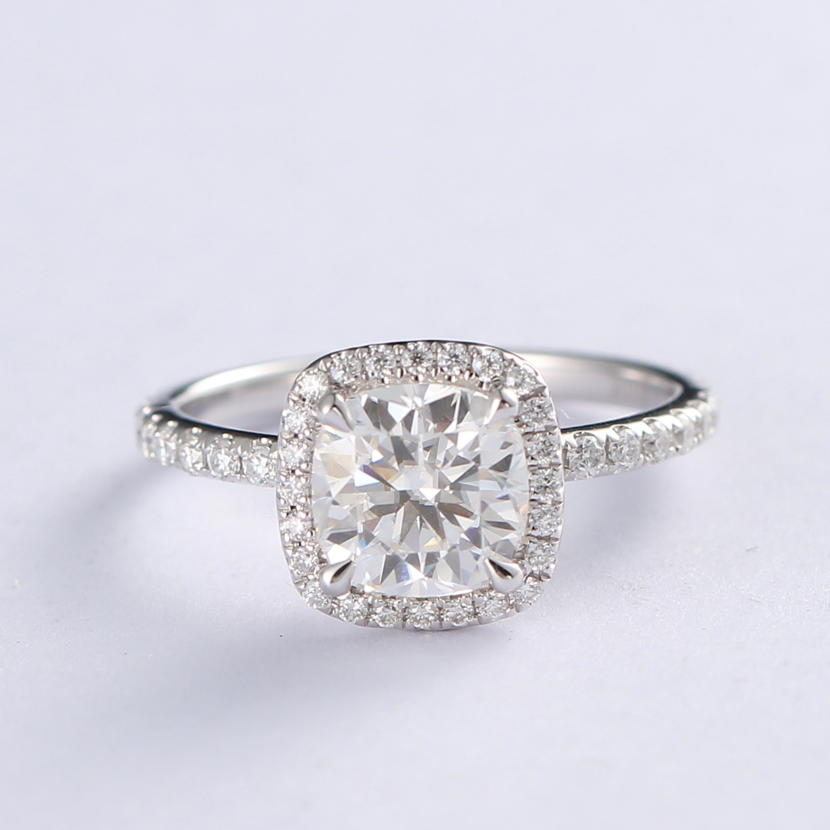 thumbnail video image 2 of Cora Jewellery 1.5CT Cushion Moissanite Halo Engagement Ring For Women, 10K Rose Gold, 2 of 8