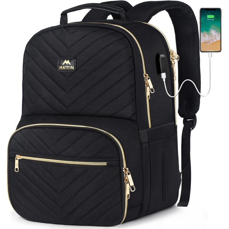 backpack with laptop cooling pocket Matein Work Backpack with Insulated Lunch Compartment, 15.6in Waterproof  Laptop Backpack with Anti-theft Pocket, Black