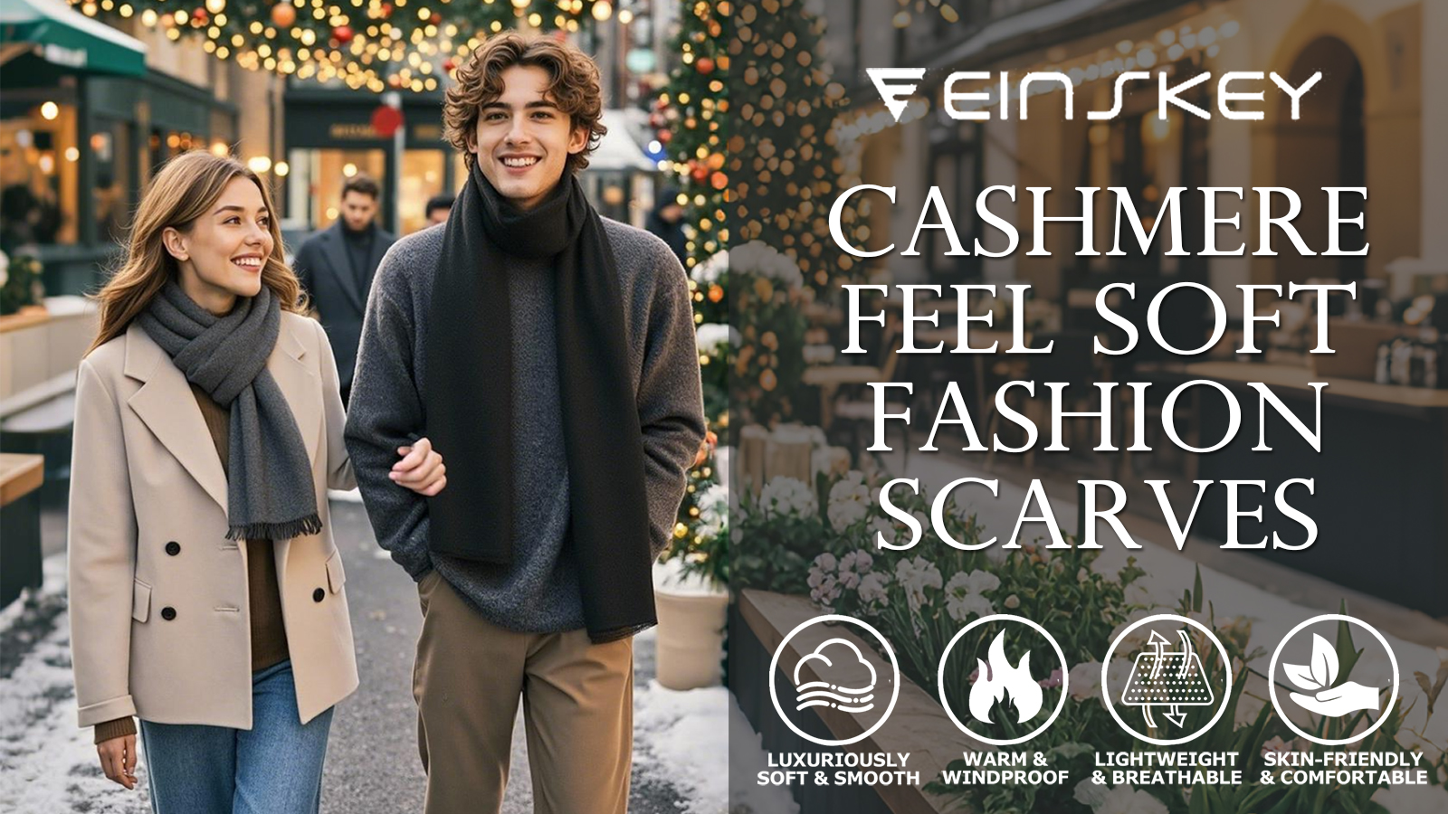 thumbnail video image 2 of EINSKEY Men's Winter Scarf 2-Pack, Soft Solid Scarves with Tassel, 72" Warm Gift for Him Her - Navy & Burgundy, 2 of 7