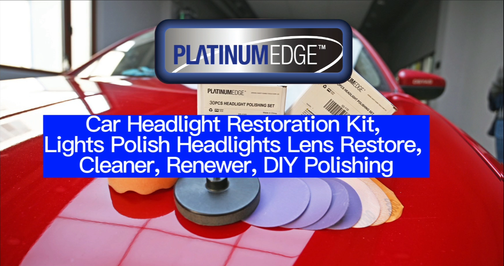 thumbnail video image 2 of PLATINUMEDGE 30 Pcs Car Headlight Restoration Kit,3"Restorer Polish Pads and Sanding Discs for Drill, 2 of 9