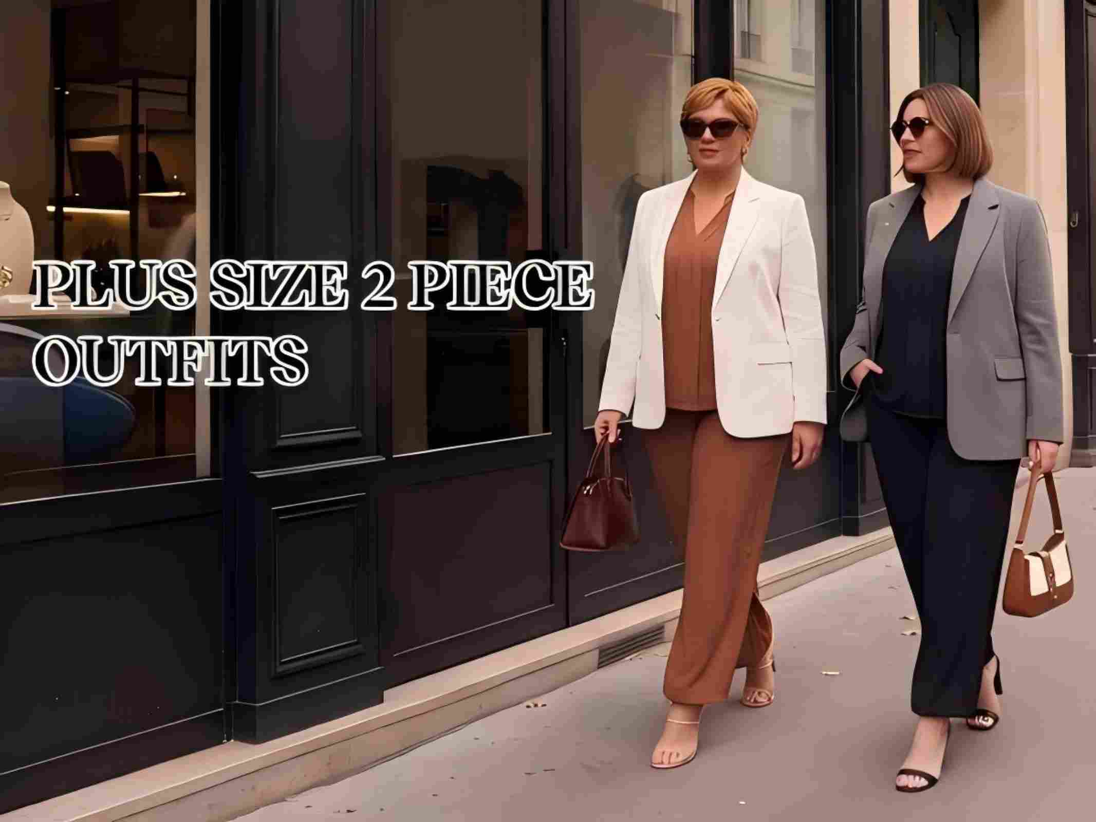 thumbnail video image 2 of NAYTOAO Plus Size 2 Piece Semi Formal Pant Set, V Neck Long Sleeve Shirred Cuff Top with Stretchy Elastic Waist Wide Leg Pants, 2 of 9