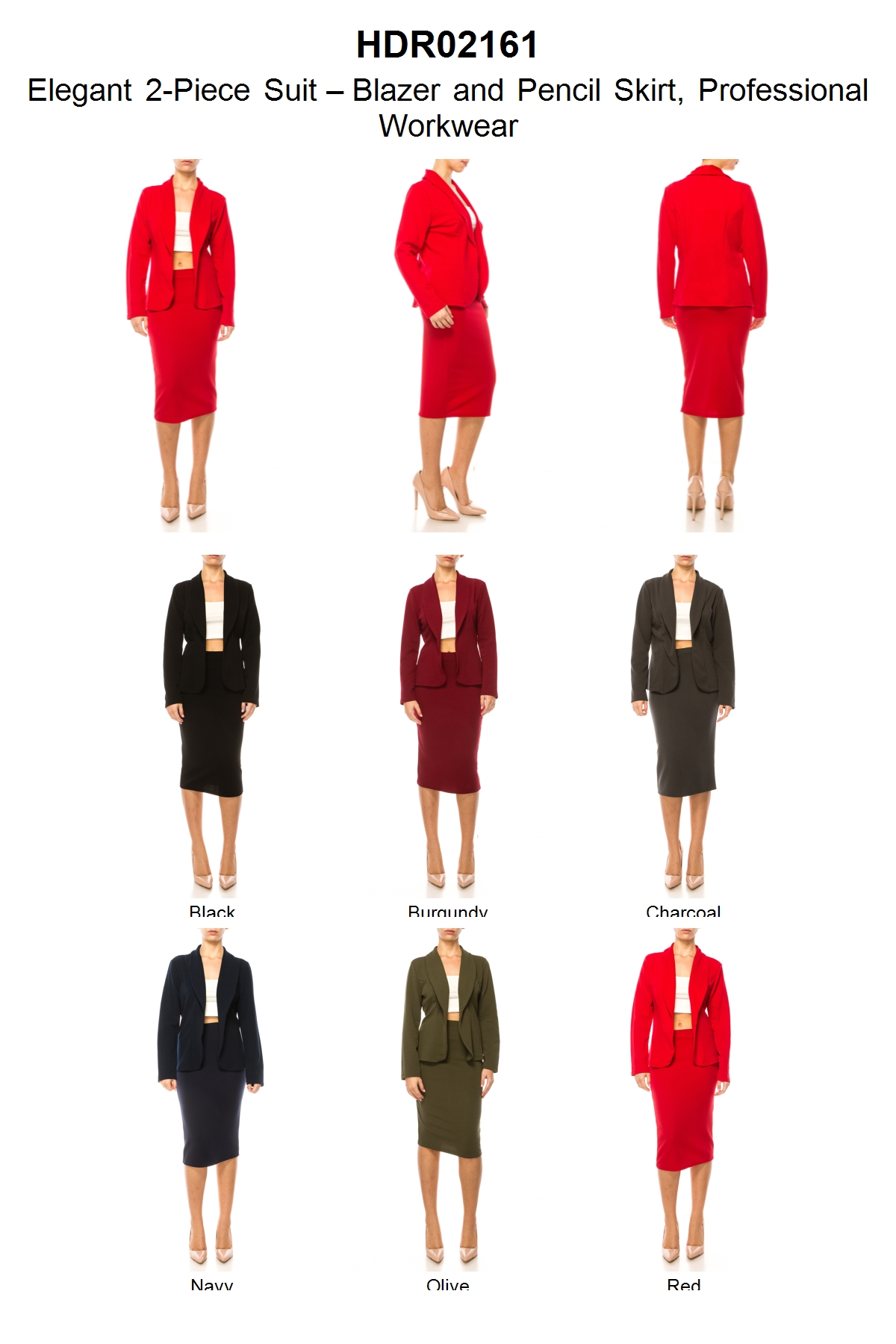 thumbnail video image 2 of Women's Elegant 2-Piece Suit – Blazer and Pencil Skirt, Professional Workwear, 2 of 8