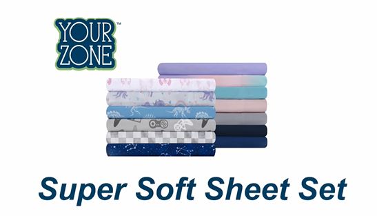 thumbnail video image 2 of Your Zone Kids Super Soft Microfiber Sheet Set, Ombre, Full, 4 Piece, 2 of 14