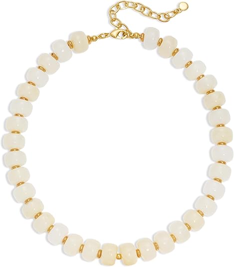 thumbnail video image 2 of Leaf Resin Chunky Beaded Necklace for Women, Simple Modern Style Necklace Jewelry Accessory, 2 of 11