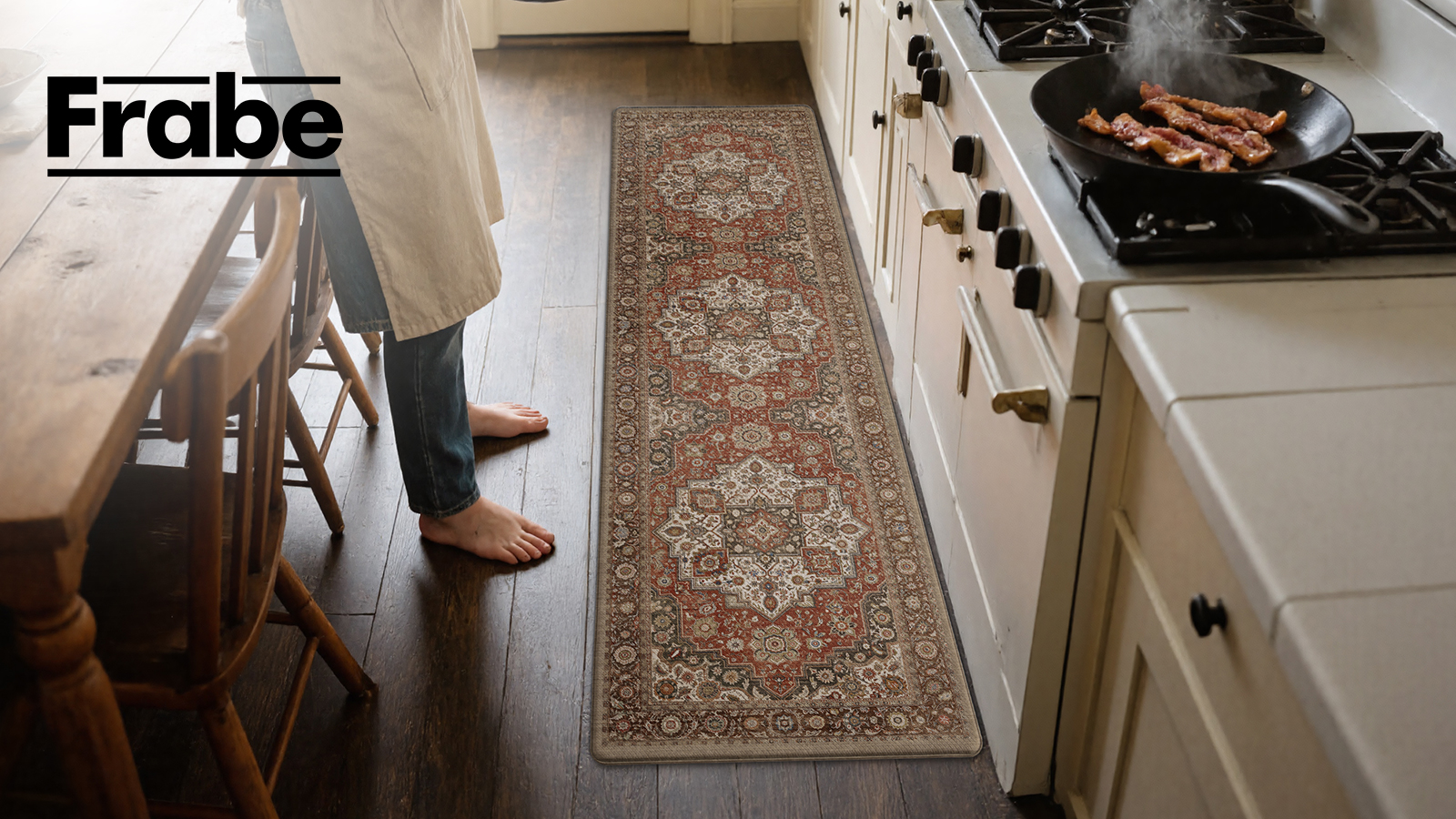 thumbnail video image 2 of FRABE Kitchen Mat Anti Fatigue Cushioned,Non Slip Comfort Floor Runner, Memory Foam Padded Standing Rug Washable, for Home, Sink, Laundry, Office, Red, 24"x59", 2 of 10