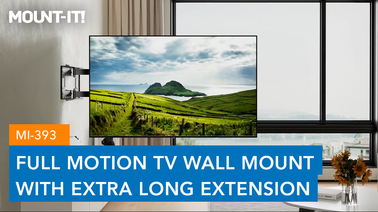 thumbnail video image 2 of Mount-It! Full Motion TV Wall Mount with Extra Long 40" Extension, Fits 32" to 70" Tv's, Capacity 110 lbs., Heavy Duty, Lifetime Warranty, 2 of 13