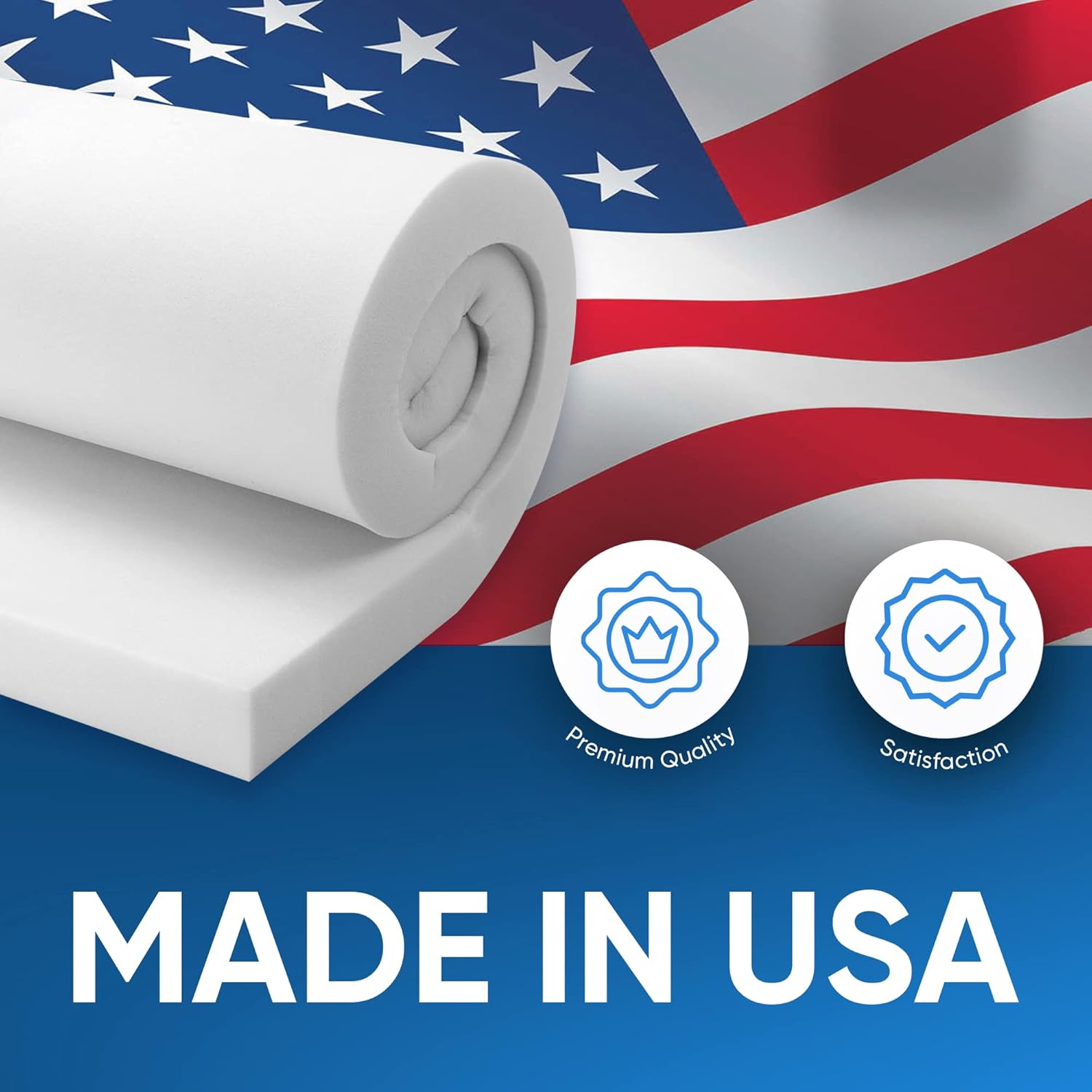 thumbnail video image 2 of QOMFY 1" Height x 18" Width x 36" Length 1.8 Density 44ILD Firm Upholstery Foam Cushion Made in USA, 2 of 13