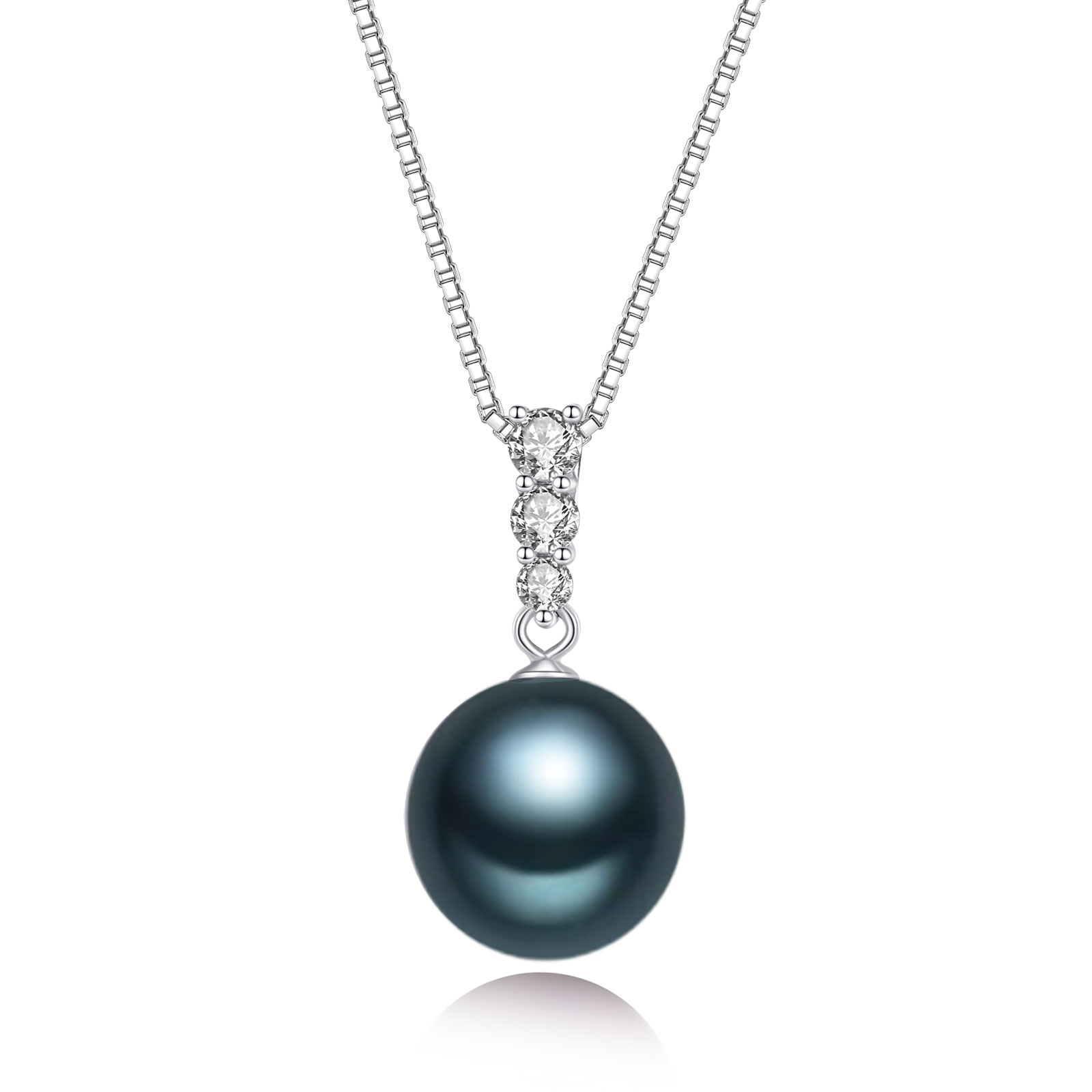 thumbnail video image 2 of YAMI Tahitian Black Pearl Pendant Necklace, 12-13mm, 925 Sterling Silver, Adjustable 18+2in Chain, 2 of 7