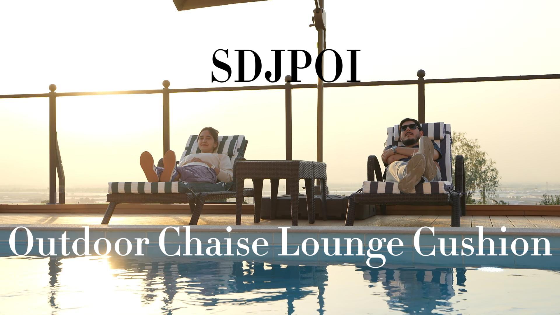 thumbnail video image 2 of SDJPOI Outdoor Chaise Lounge Cushions Set of 2, 72" x 21" x 3" Thick Patio Furniture Replacement Cushions, Waterproof Lounge Chair Cushion with Headrest & Ties for Pool Beach, 2 of 7