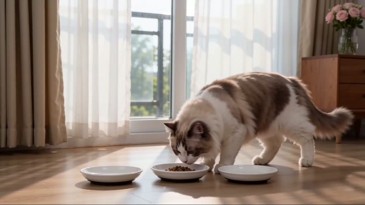 thumbnail video image 2 of Quyimy Non-Slip Ceramic Cat Bowl, Cat Food Bowl with Silicone Base, Anti Whisker Friendly Cat Bowl for Food and Water, Shallow Cat Food Dish for Cats, Kitten, Small Dogs (Fihsbone), 2 of 8