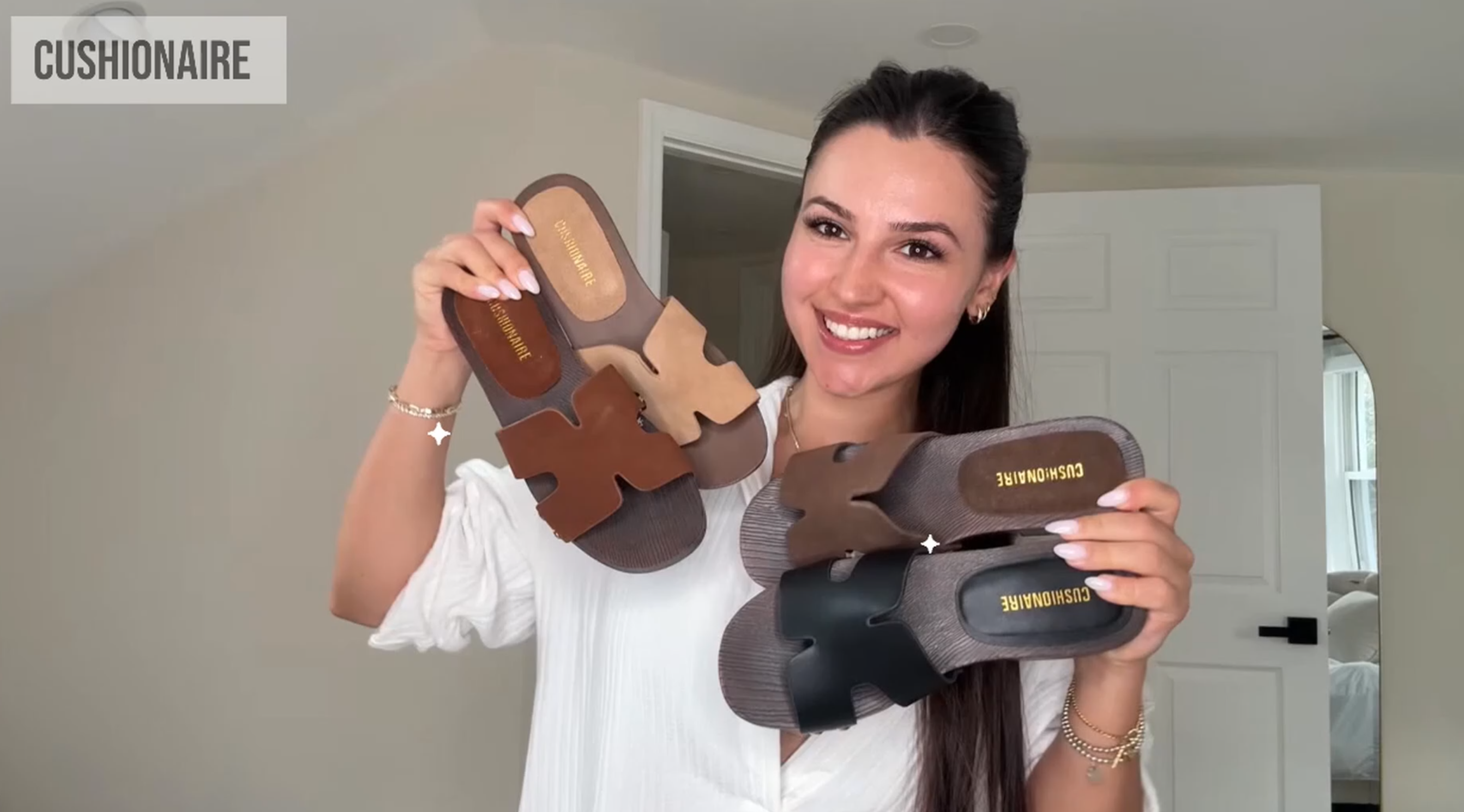thumbnail video image 2 of Cushionaire Thai 100% Genuine Leather Suede Platform Sandals for Women Adjustable Strap Heeled Slide Sandals with Memory Foam Comfort, 2 of 20