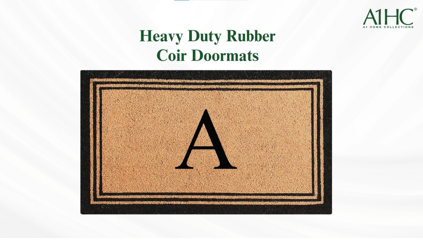 thumbnail video image 2 of A1HC Black/Beige 24 in x 39 in Front Door Mat Coir PVC Classic Border Entryway Mat Heavy Duty Boot Scrapper Monogrammed Doormat, 2 of 7