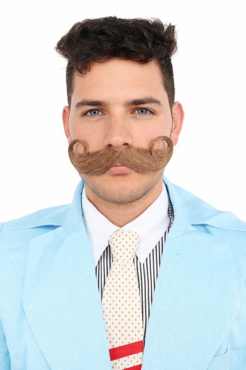 thumbnail video image 2 of HPO Adult Men's Imperial Twisted Mustache & Sideburn Brown Color Cosplay Facial Costume Accessories, 2 of 9