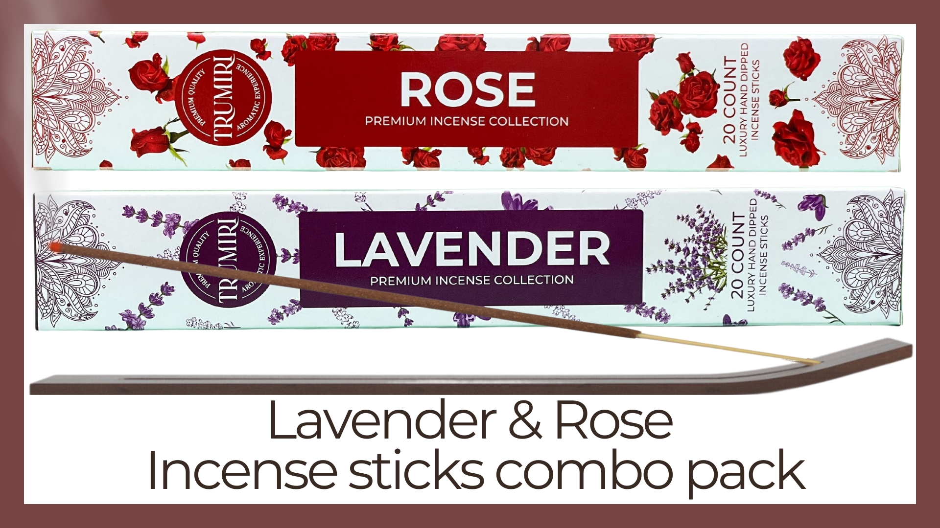 thumbnail video image 2 of Trumiri Incense Sticks - Combo Pack of 40 Insence-Sticks - 20 Rose + 20 Lavender - Insenses - Insents - Incents - Inscense - Incence - Incienso - All Natural Incense Sticks, 2 of 10