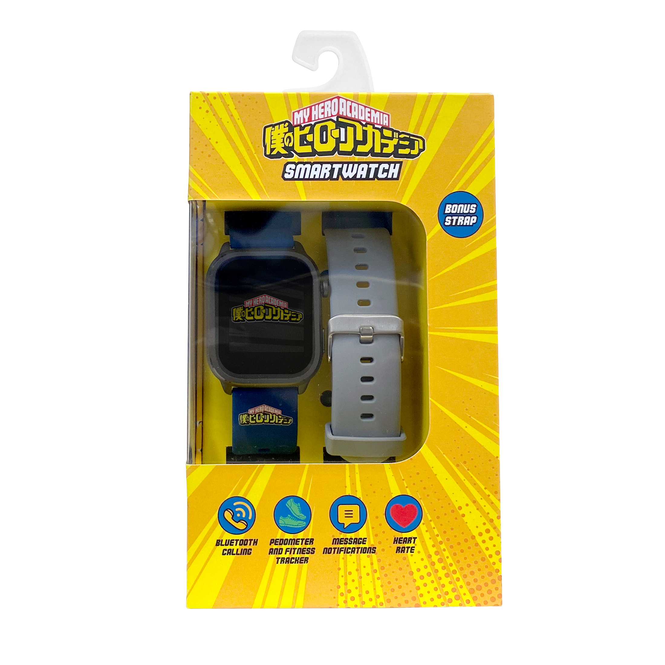 thumbnail video image 3 of My Hero Academia iTime Digital Adult 46mm Smart Watch with Blue and Gray Interchangeable Silicone Straps, 3 of 15