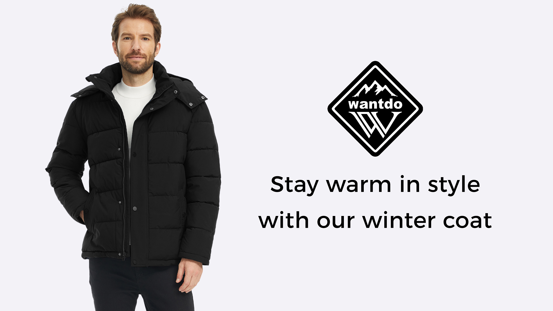 Wantdo Men's Winter Jacket Recycled Hooded Thicken Winter Coat