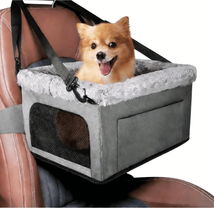 Orired Grey Portable Pet Booster Car Seat for Small Dogs up to 20 lbs ...
