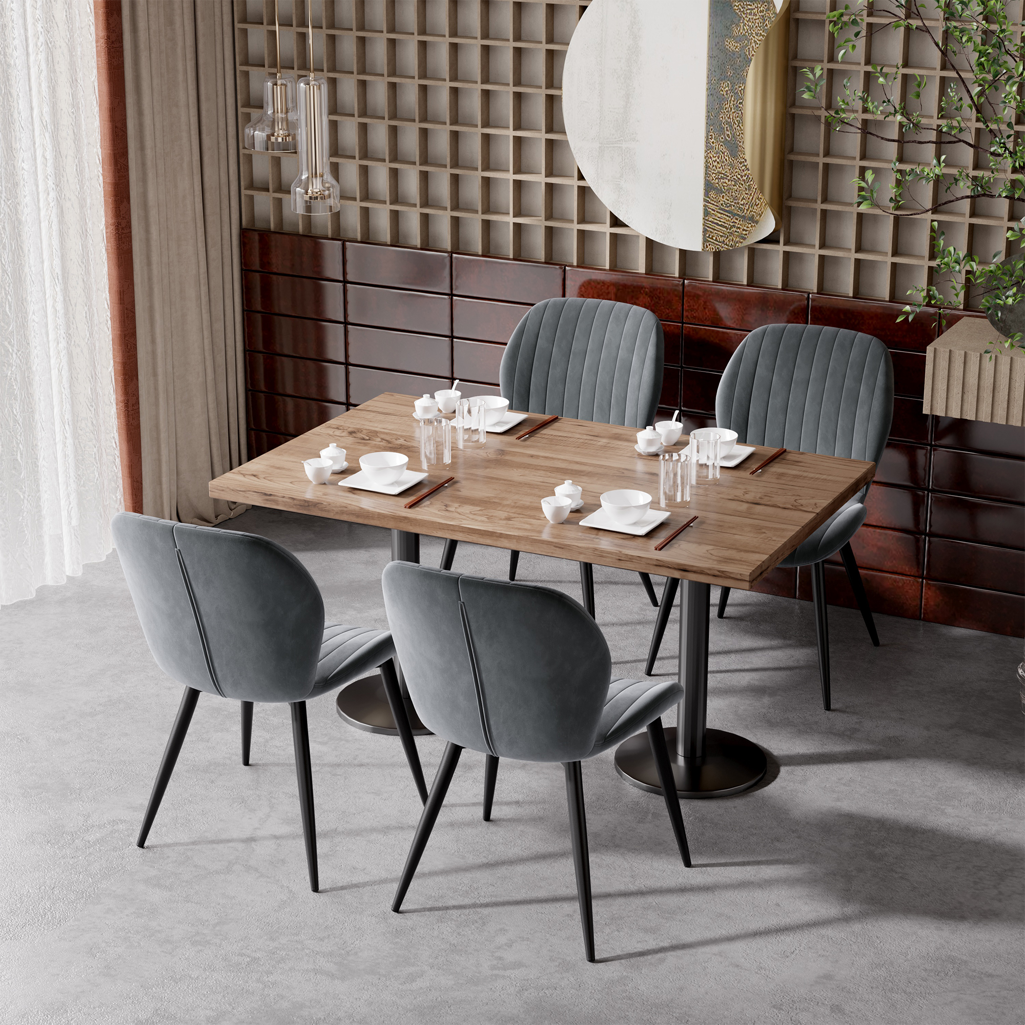 thumbnail video image 2 of Hawsaiy Modern Velvet Dining Chairs Set of 4,Upholstered Armless Chairs with Metal Legs and Thick Cushions,Green, 2 of 8