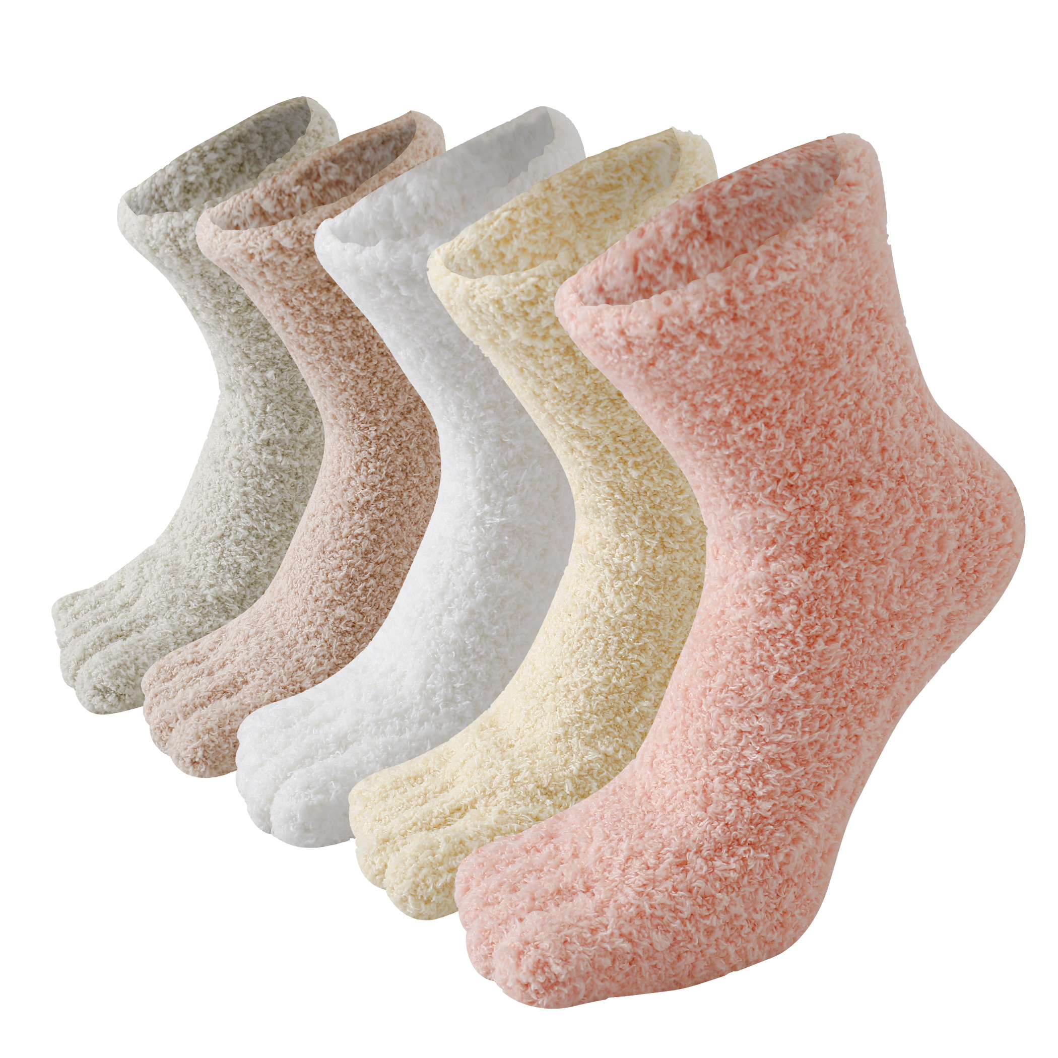thumbnail video image 2 of SKOLA Women's Toe socks,Five Finger Socks 5 Pairs,Cozy Crew Socks with Toes for Women Fluffy Fuzzy Plush Sleeping Slipper Socks - Soft Warm Fabric, 2 of 11
