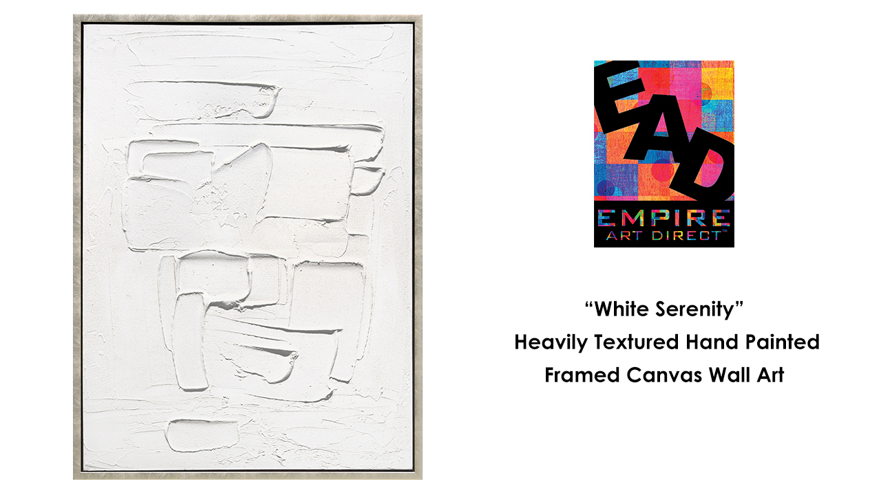 thumbnail video image 2 of White Serenity Heavily Textured Hand Painted White Framed Canvas Wall Art, 2 of 12