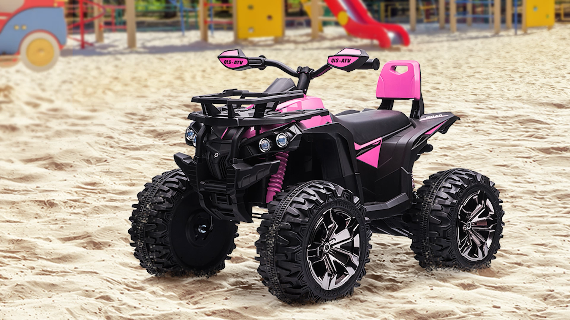 thumbnail video image 2 of Aosom Kids ATV, 12V 4 Wheeler Ride on Quad Car Toy with Music, Headlights, Battery Powered Electric Vehicle for Boys and Girls, Pink, 2 of 10