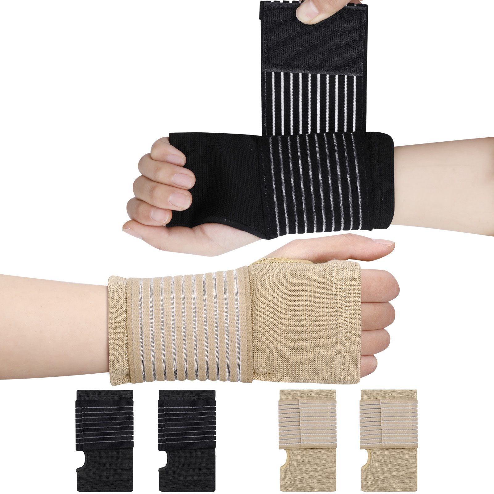 thumbnail video image 2 of sixwipe 4 Pcs Wrist Brace for Carpal Tunnel, Wrist Support with Adjustable Elastic Strap for Left and Right Hand, Hand Wraps for Carpal Tunnel, Arthritis, Tendonitis Pain Relief, 2 of 8
