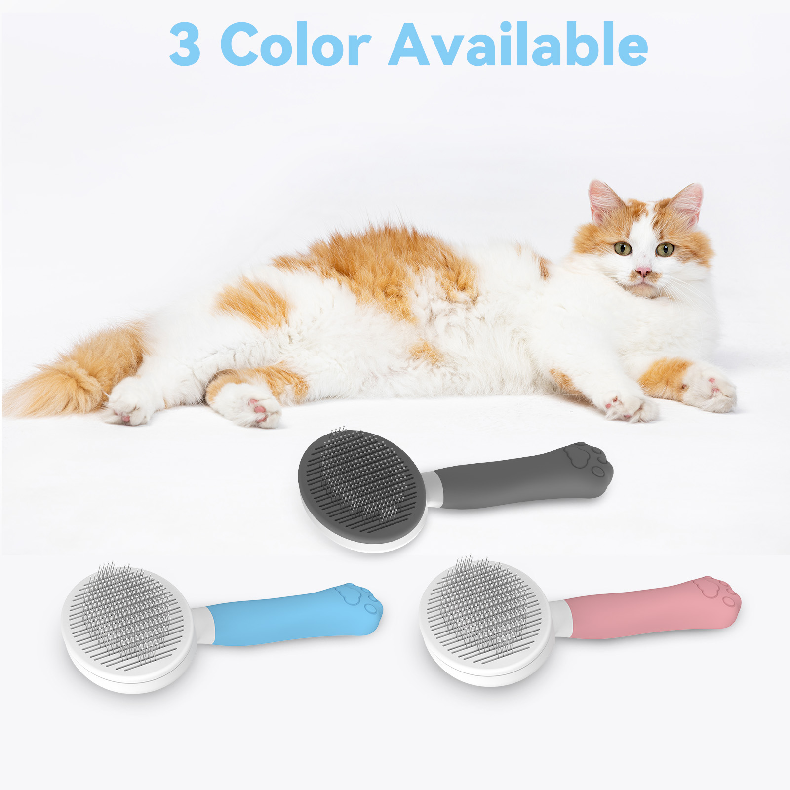 thumbnail video image 2 of Euqvunn Cat & Dog Grooming Brush – Self-Cleaning Slicker Brush for Shedding, Removes Loose Fur & Tangles, Gentle & Skin-Friendly, Perfect for All Coat Types – Blue, 2 of 14