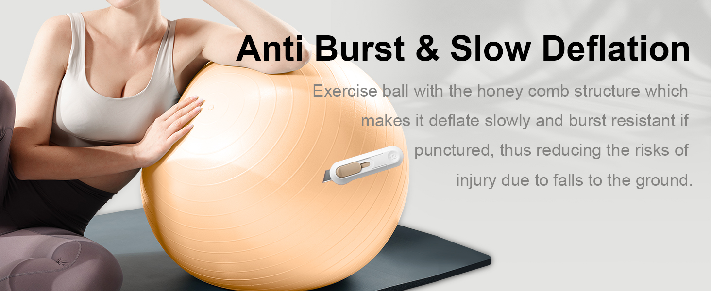 thumbnail video image 2 of YR 55CM Exercise Ball, Anti-Burst and Slip Resistant Yoga Ball for Gym Fitness and Physical Therapy, White, 2 of 8