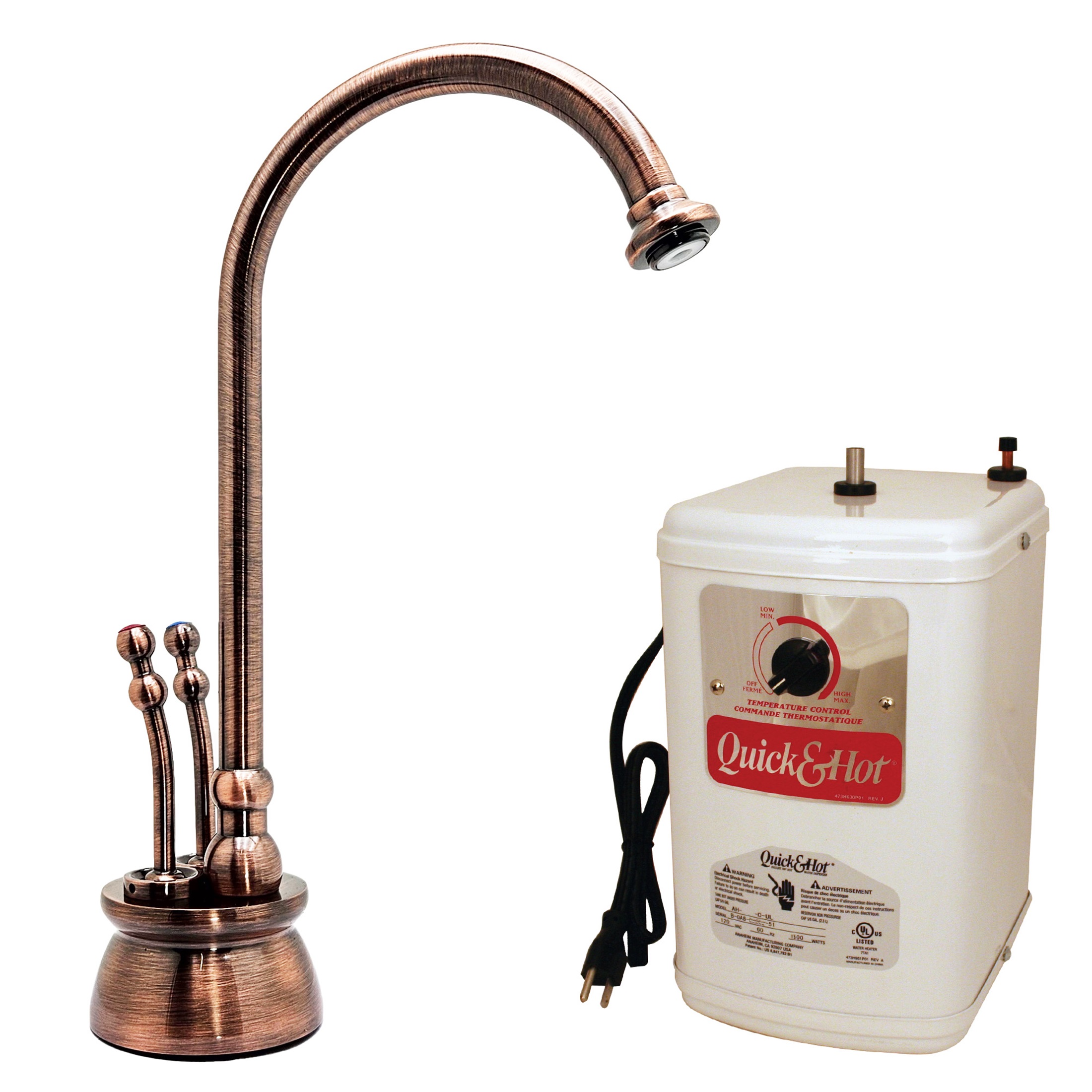 thumbnail video image 2 of Westbrass Docalorah 10" 2-Handle Hot and Cold Water Dispenser with Heating Tank, Antique Copper, 2 of 9